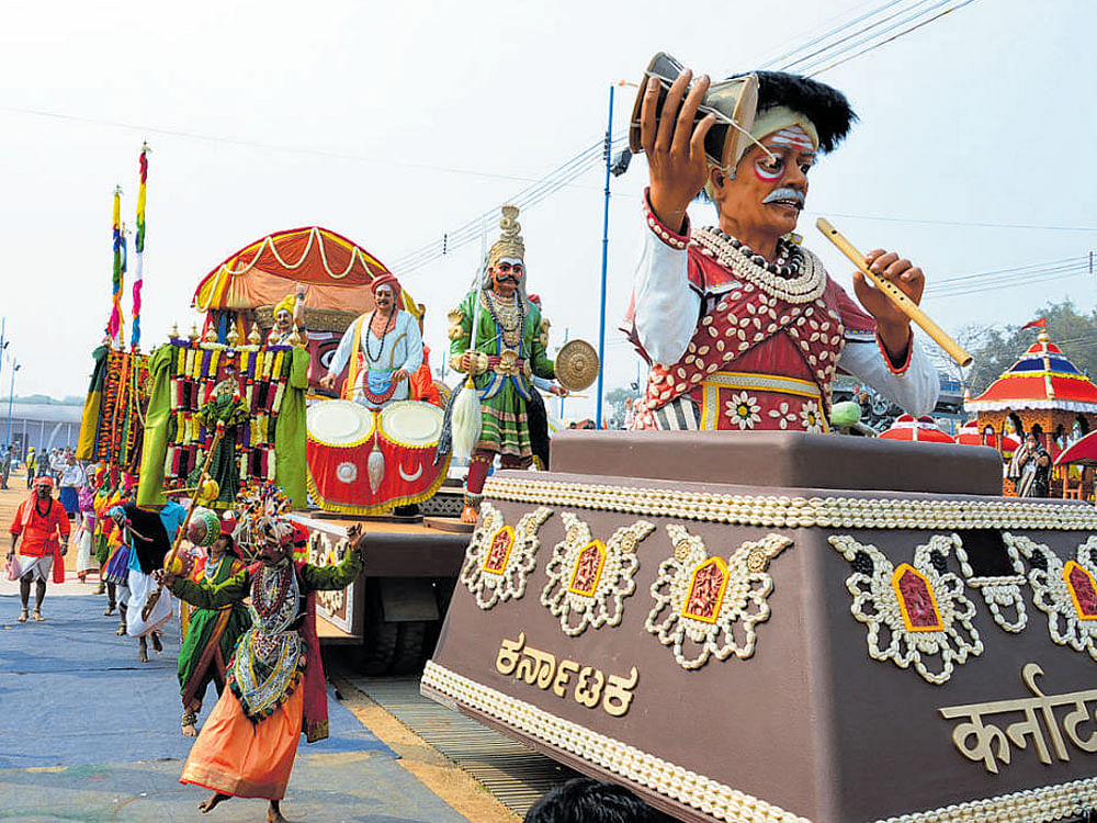 The Karnataka tableau during the press preview on Sunday.