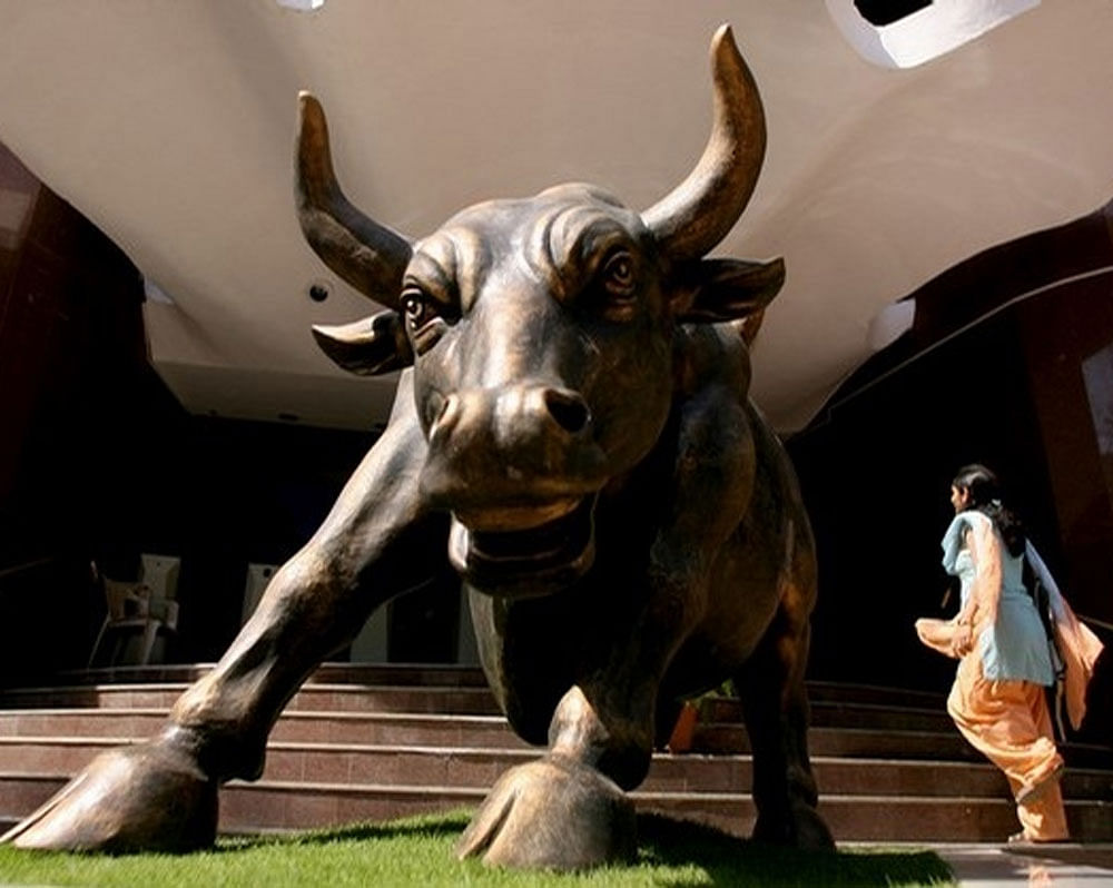 After a positive start, the 30-share Sensex rose further and settled up 332.56 points, or 1.21 per cent, at 27,708.14 -- a level last seen on November 1 when it had closed at 27,876.61. It hit an intra-day high of 27,736.83. The gauge had rallied 341.08 points in the previous two sessions. Also, the 50-issue NSE Nifty ended at 8,602.75, up 126.95 points, or 1.50 per cent, after moving between 8,612.60 and 8,493.95. DH file photo
