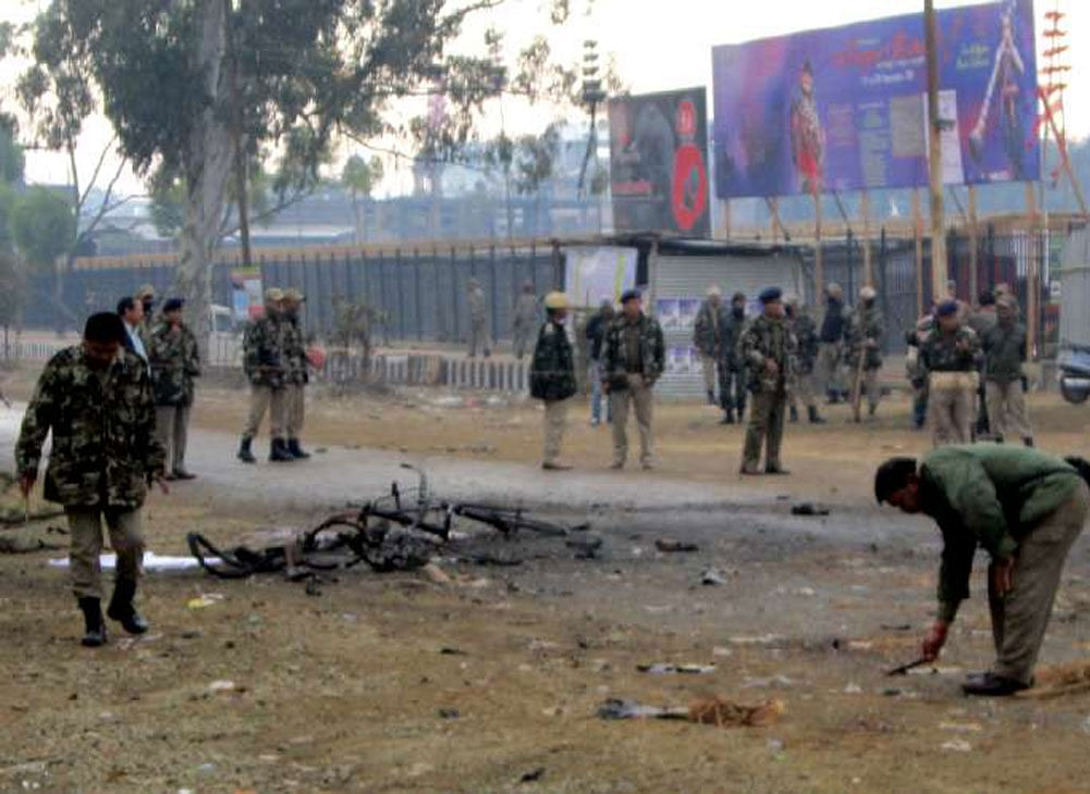 There was no report of any casualty due to the blasts, police said, adding that only a brick wall was damaged. screen grab