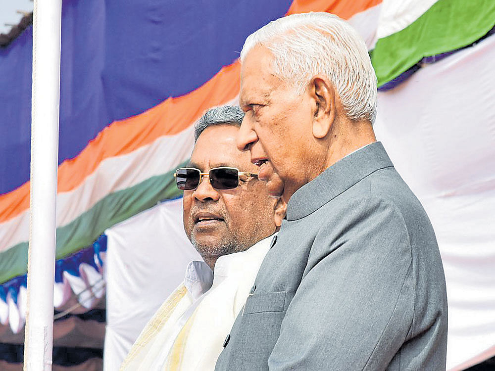 Chief Minister Siddaramaiah and Governor Vajubhai Vala.