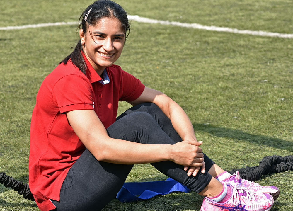 Reasons to smile: Vinesh Phogat has been working hard on her rehab in Bengaluru. DH photo/ SK Dinesh