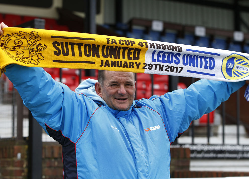 For the love of football: Paul Doswell will be hoping Sutton United, the club he bankrolls and coaches, stun the more  famous Leeds United in the FA Cup fourth round match on Sunday (January 29). Reuters