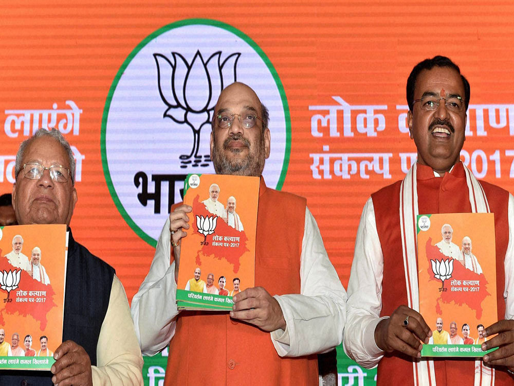 The BJP has so far announced its candidates for 370 out of 403 assembly segments in Uttar Pradesh, where voting will be held in seven phases beginning next month. There have been speculations that the reported move of BJP to not give tickets to any Muslim candidate in the state, where the minority community has a sizeable presence, could be a subtle way of playing the Hindutva card. PTI photo