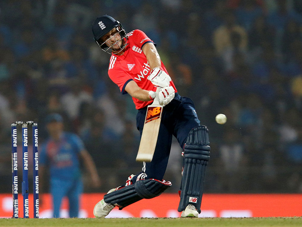 England lost the second T20 International by 5 runs and Joe Root got a real howler as umpire Shamshuddin adjudged him lbw in the final over when there was a thick inside edge. pti file photo