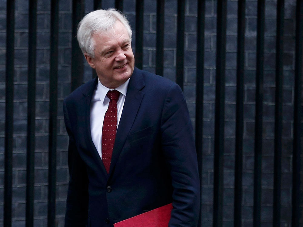 Britain's Secretary of State for Leaving the EU David Davis arrives for a cabinet meeting in Downing Street, London. Reuters photo