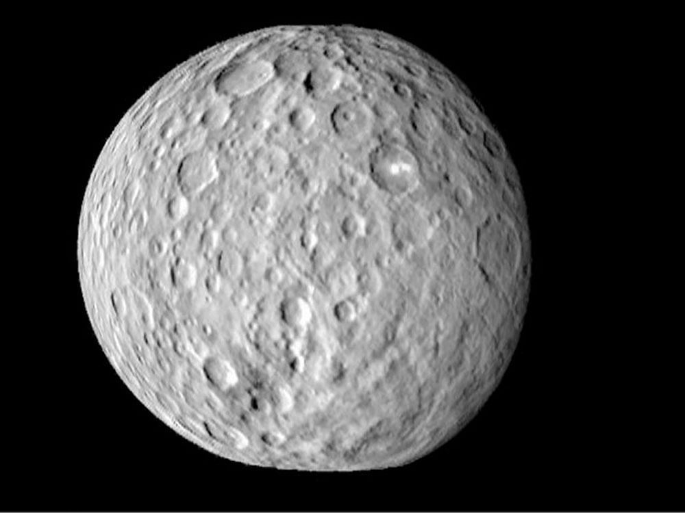 Ahuna Mons is a prominent feature on Ceres, rising to about half the height of Mount Everest.