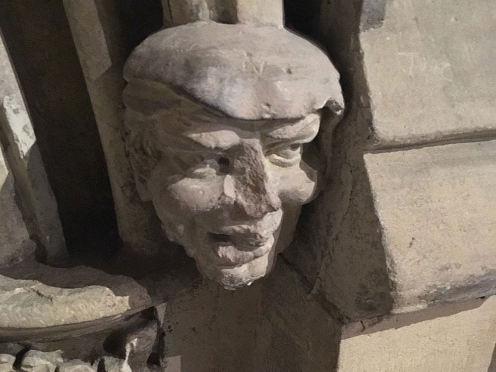 The carving at Southwell Minster church in England has become something of a star beacause of its uncanny resemblance to Trump. Image source twitter