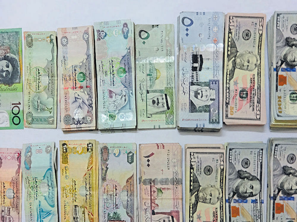 Foreign currencies totalling to Rs 35 lakh seized from a Bhatkal resident at Mangaluru International Airport.