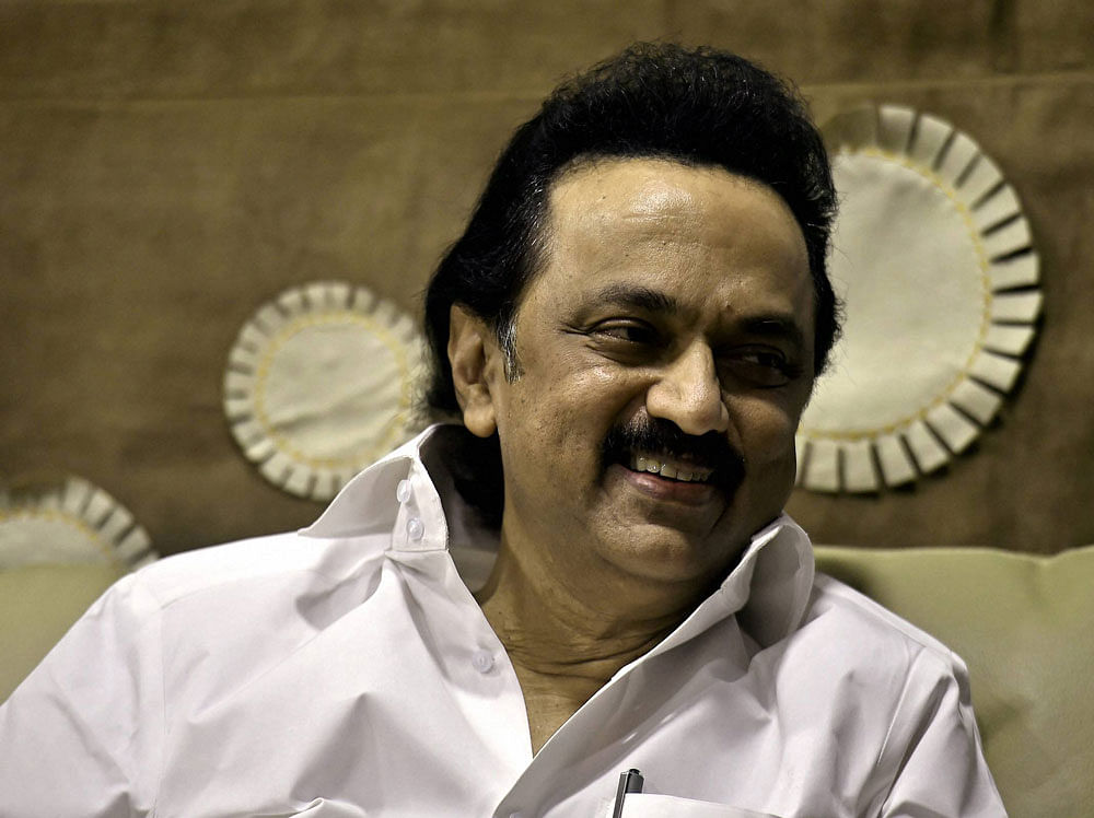 DMK Working President MK Stalin during an interview with the PTI at his residence in Chennai. PTI Photo