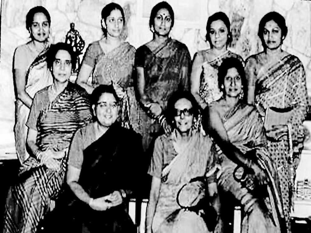 (Sitting, from left) Ms Kaur, Padma Bharati, Dr Binoy Roy and Anupama. (Standing) The author, Prema Krishna, Geetha Naidu, Manju Modi and Shaila Hegde.