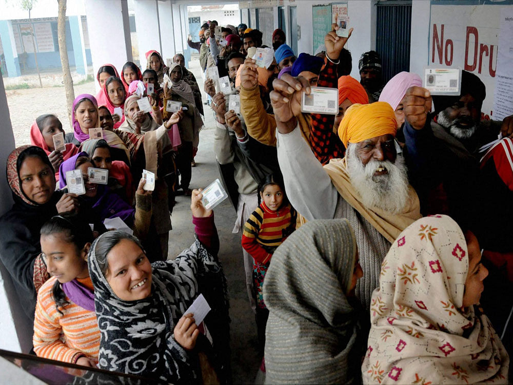 District wise, maximum polling was witnessed yesterday in Mansa at about 87 per cent while lowest was in Mohali at about 72 per cent. PTI File Photo.