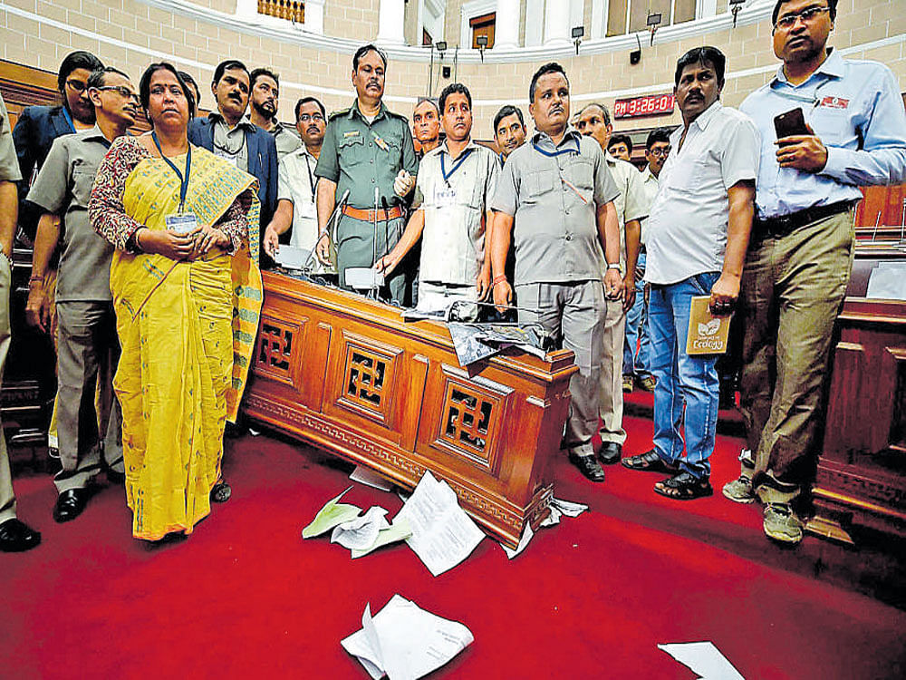 A view of the West Bengal Legislative Assembly, which  witnessed unruly scenes on Wednesday. PTI