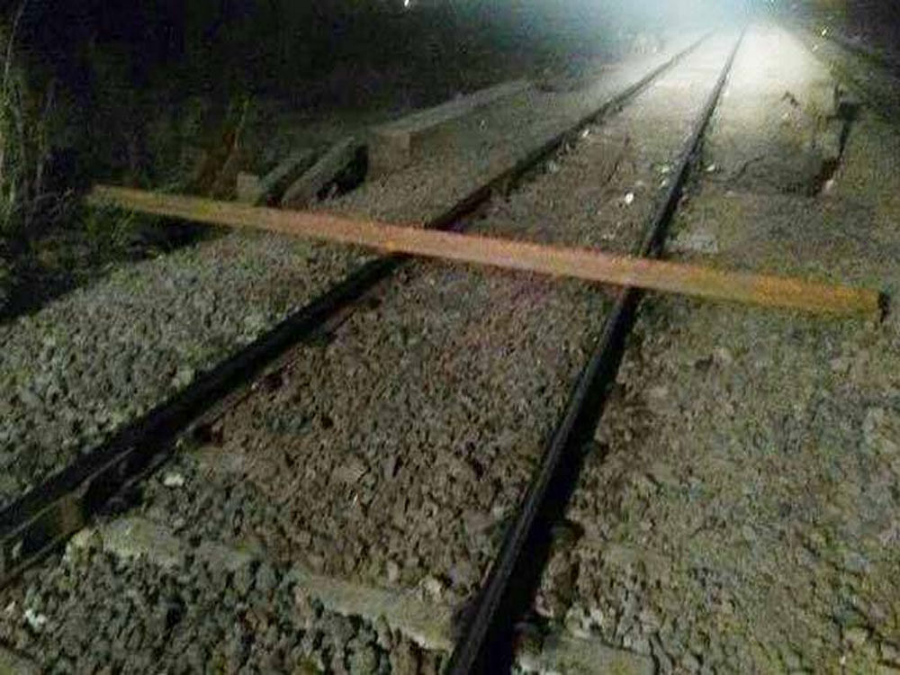 This is third such incident since January 24 when a 7-meter-long rail piece, weighing around 400 kgs was found placed on the tracks near Diva station adjoining Mumbai. The alert train driver of Madgaon-Dadar Janshatabdi Express had then averted a mishap by applying emergency brakes. File photo
