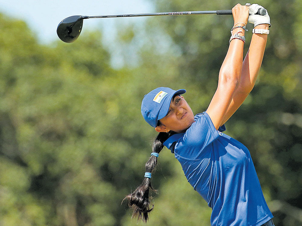 The 18-year-old Aditi, who made her professional debut at this very event a year ago, is now a distant eight shots off the leader, Nicole Broch Larsen (67-67), who has had identical 67 at both the Beach and Creeks courses. FIle Photo