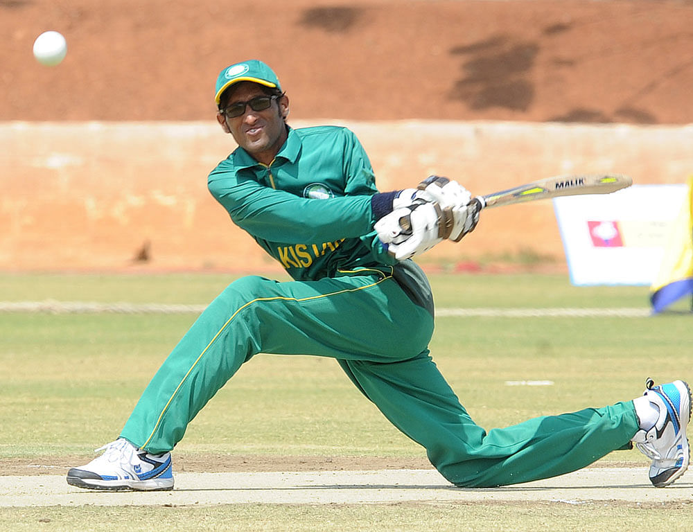 In fine form: Pakistan opener Israr Hassan was the star of the show with 143 not out in the semifinal of the T20 World Cup for the Blind against England. DH photo/ Srikanta Sharma R