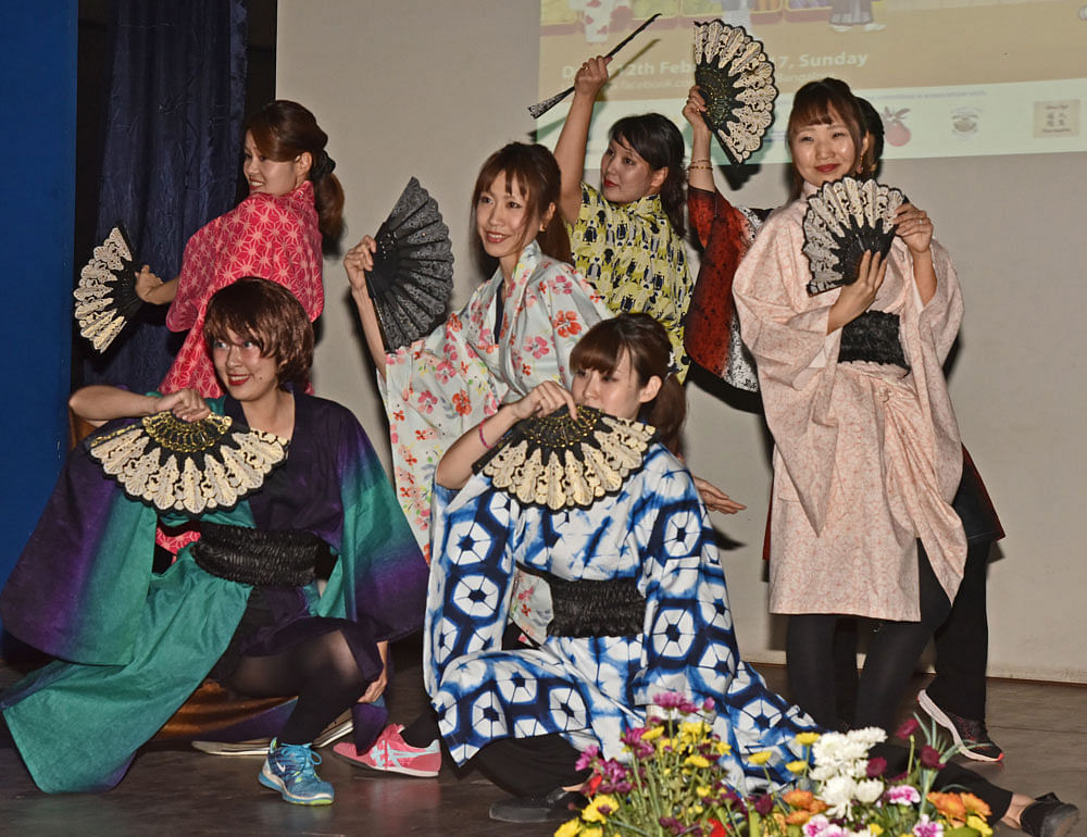 Muse Choir members perform at Japan Habba in the city on Sunday. DH Photo