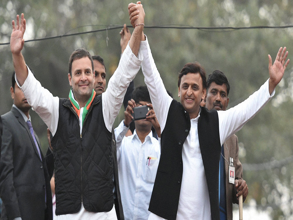 He said the duo will need blessings of Mulayam Singh Yadav and Sonia Gandhi after the results are declared 'as they are going to taste defeat at the hands of the BJP'. PTI Photo