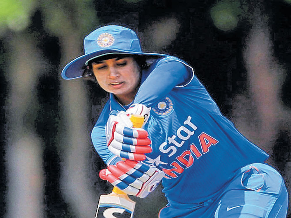 SOLID Indian skipper Mithali Raj en route to her unbeaten 73 against Bangladesh in Colombo on Friday. PTI