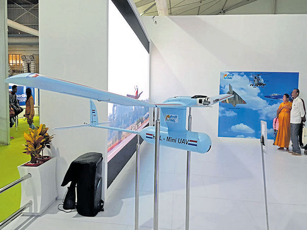 HAL's mini-UAV displayed at Aero India. DH PHOTO