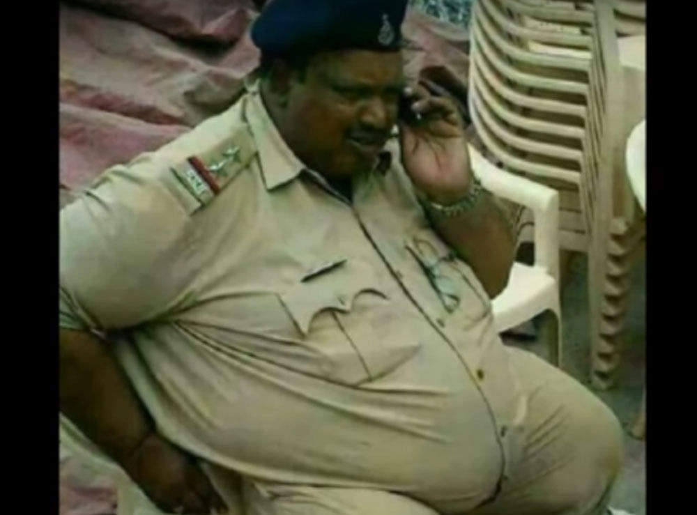 Jogewat, posted at the Police Lines here, said he would talk to his seniors about the mockery over his obesity. Courtesy: Twitter