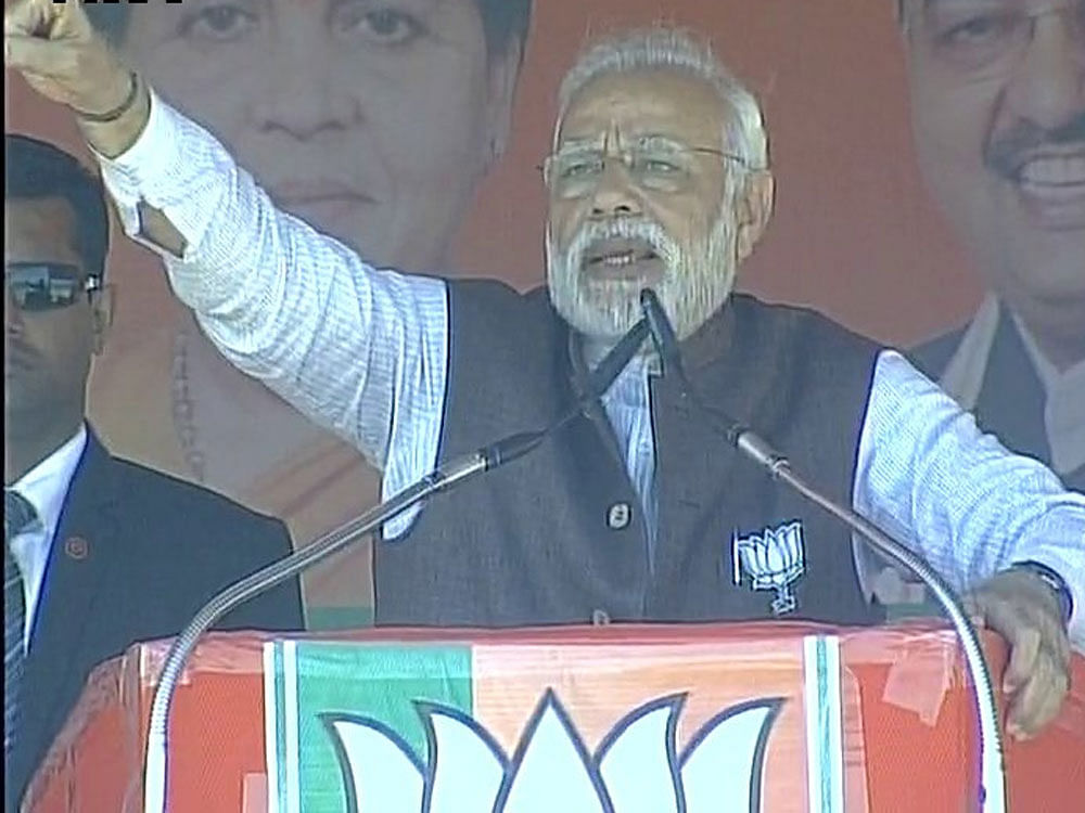 Prime Minister Narendra Modi in Gonda rally. ANI