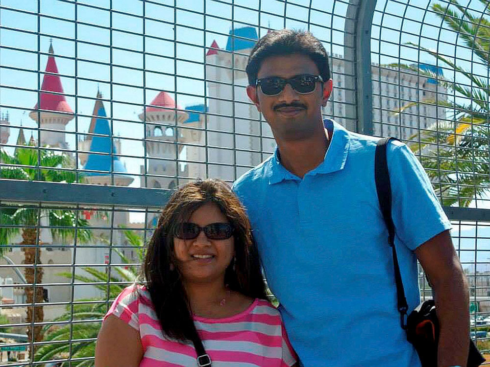 Sunayana Dumala, wife of 32-year-old Srinivas Kuchibhotla who was killed by Adam Purinton at a city bar on Wednesday night, said reports of bias against minorities in the US make them afraid and wondered whether 'do we belong here'. AP PTI Photo