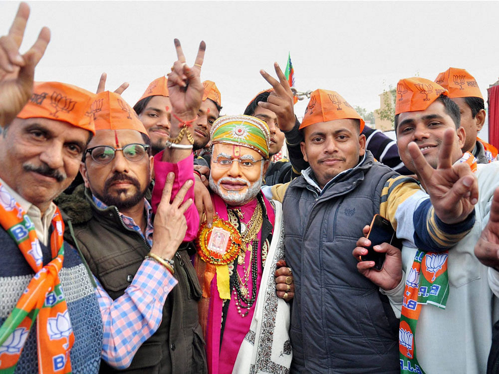 A 30-member team of city BJP leaders and workers have left for UP where they would campaign for the party. PTI Photo