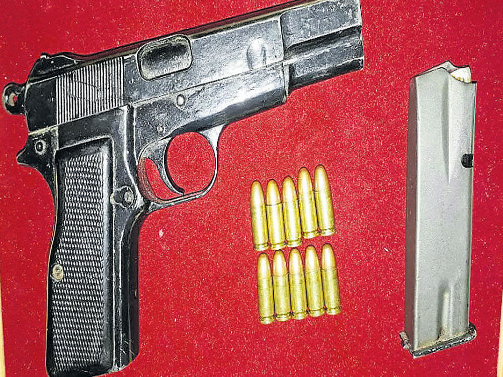 The 9 mm pistol stolen by CAR head constable Purushottam Rao. DH Photo.