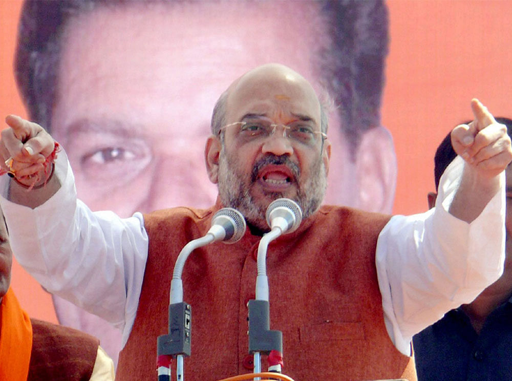Shah also urged voters to give an overwhelming majority to the BJP, and strengthen Prime Minister Narendra Modi. PTI file photo
