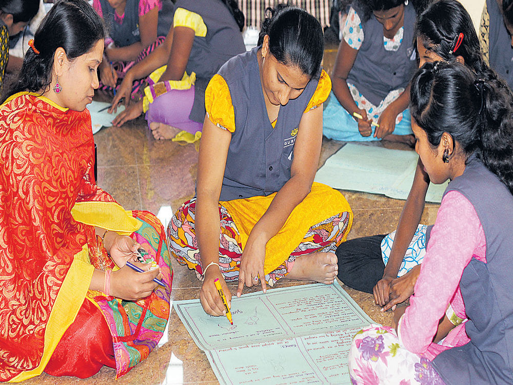 practical Students of The Nudge Foundation's Gurukul programme in group activities.