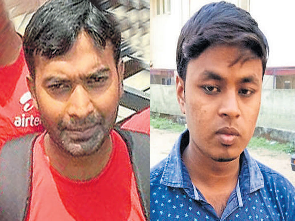 Sufiyan and Abrar, the collection agents who were waylaid outside a private bank in Indiranagar on Monday.