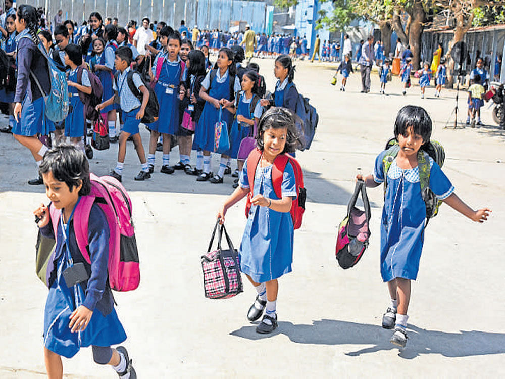 According to the DPI, 1.3 lakh seats are available under the RTE quota for the 2017-18 academic year.  Dh file photo