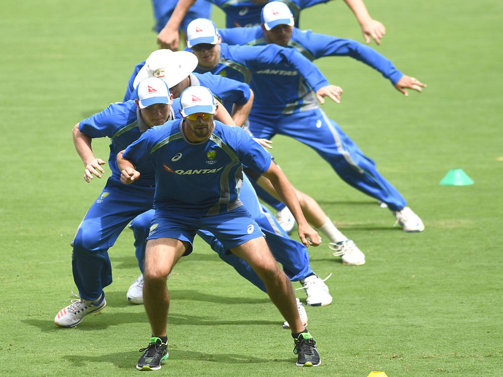 The Australians at a warm-up session. DH photo