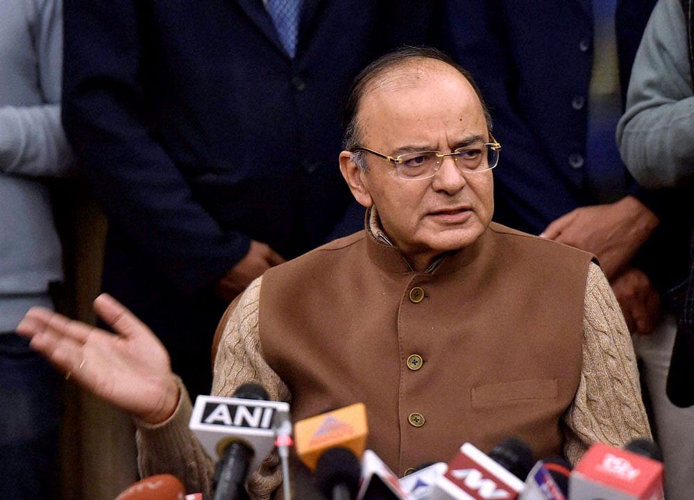 Jaitley, in his bid to assuage the feelings of traders, ploughed  through 'encouraging' latest GDP growth figures to argue that demonetisation has expanded the social base of the party and busted the myth created by the Opposition that note ban has hit the poor hard and made the country's economy sluggish. PTI file photo