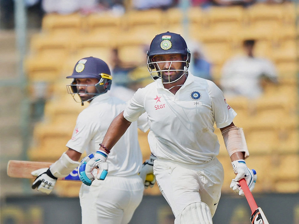 The unbroken 93-run fifth-wicket partnership between Pujara and Ajinkya Rahane (40 batting) could prove to be a defining one. This was also the first time in the series that India managed to pull through a session without losing any wicket. PTI