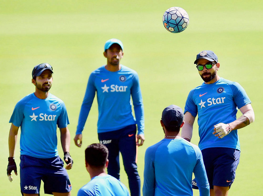 Star India's sponsorship is till 31st March. Oppo becomes sponsors from April 1. So the first time India wears a Oppo shirt will be from the ICC Champions Trophy scheduled in England from June 1. PTI file photo