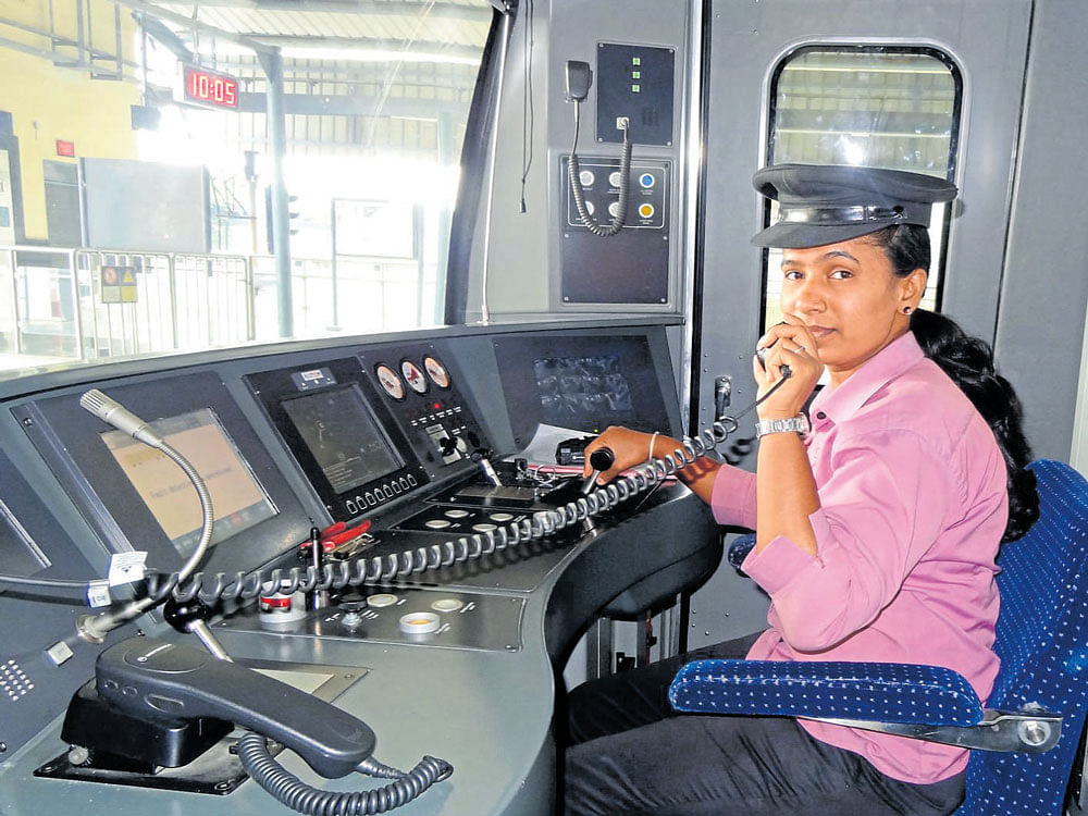 breaking glass ceilings Radha H G is one of the 36 loco pilots with BMRCL.