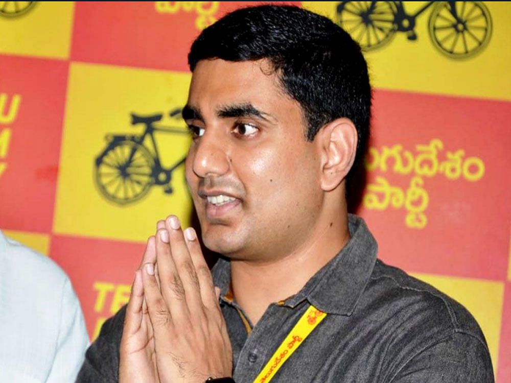 The value of movable assets is Rs 273.83 crore and of immovable assets is Rs 56.52 crore, Lokesh, son of Andhra Pradesh Chief Minister N Chandrababu Naidu, declared in an affidavit. Image source: Twitter