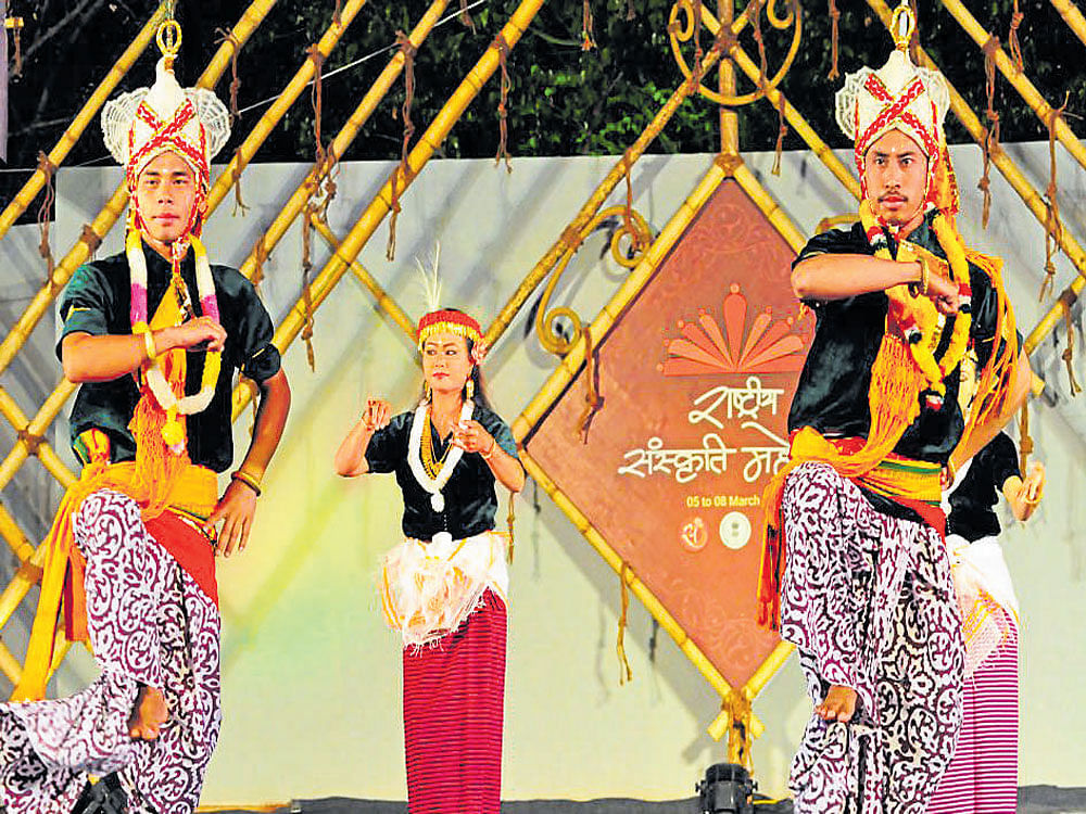 vibrant A Manipuri 'Kabui Jagoi' dance.