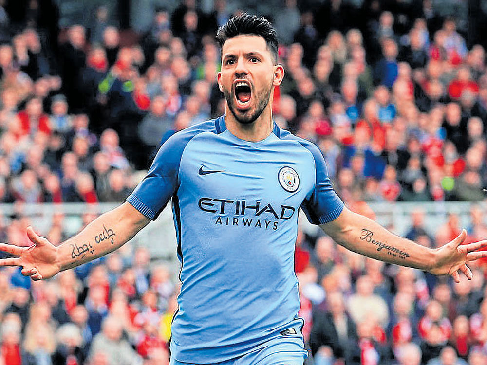 classy Manchester City's Sergio Aguero celebrates after scoring against Middlesbrough in the FA Cup. afp