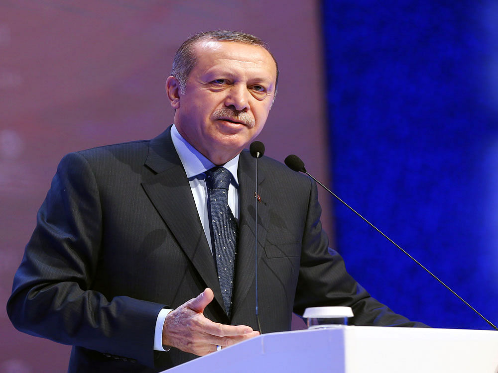 Turkish President Tayyip Erdogan speaks during a ceremony in Istanbul, Turkey. Reuters Photo.