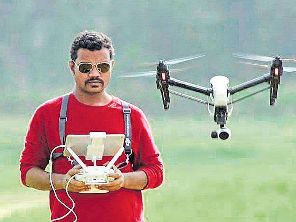 Lokesh Acharya with his drone camera