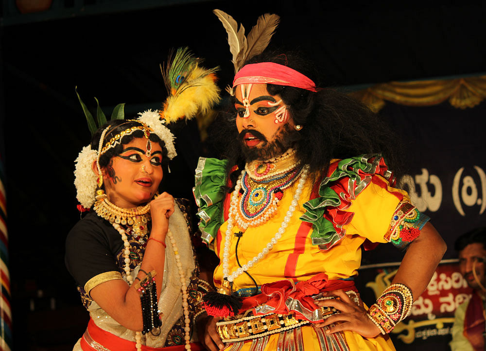 In the limelight: Women have made a mark in the field of Yakshagana. PHOTOS BY: Sandeep Kumar