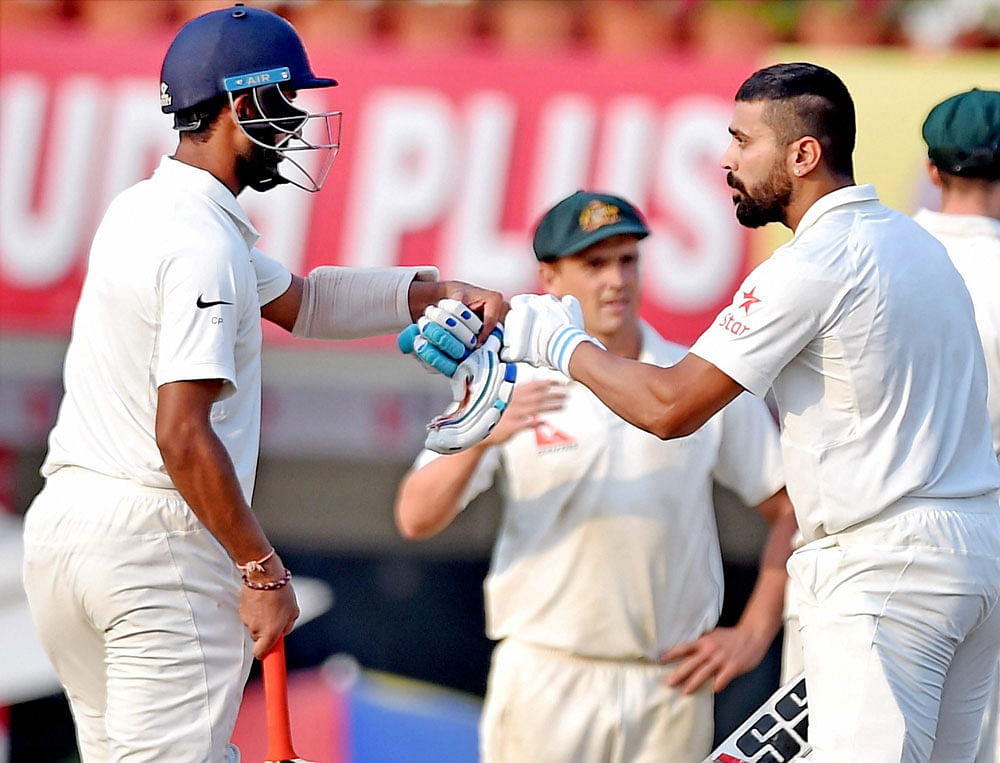 This was Vijay and Pujara's sixth century-plus partnerships in 10 Tests this home season as they built a solid platform and it looked as if India would keep their wickets intact in the first session.