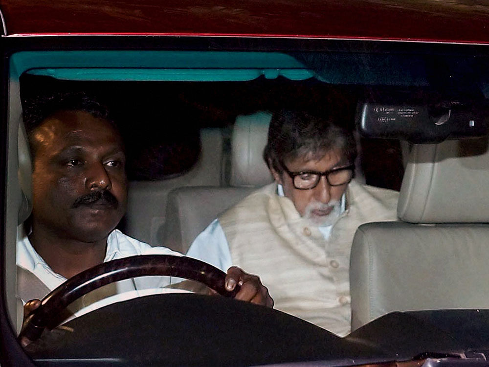 Bollywood actor Amitabh Bachchan during the funeral of Aishwarya Rai Bachchan's father Krishnaraj Rai in Mumbai Saturday. PTI Photo