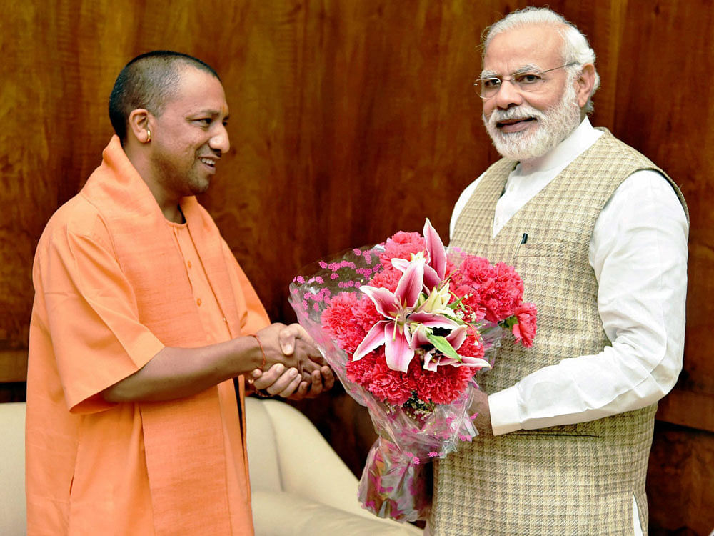 It noted that AdityaNath has made a political career of demonising Muslims.The editorial said Uttar Pradesh badly needs development and not ideological showmanship.  PTI Photo