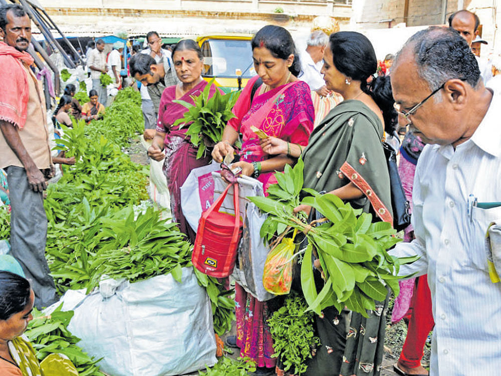 auspicious Markets in the city are gearing up for 'Ugadi'  festivities.