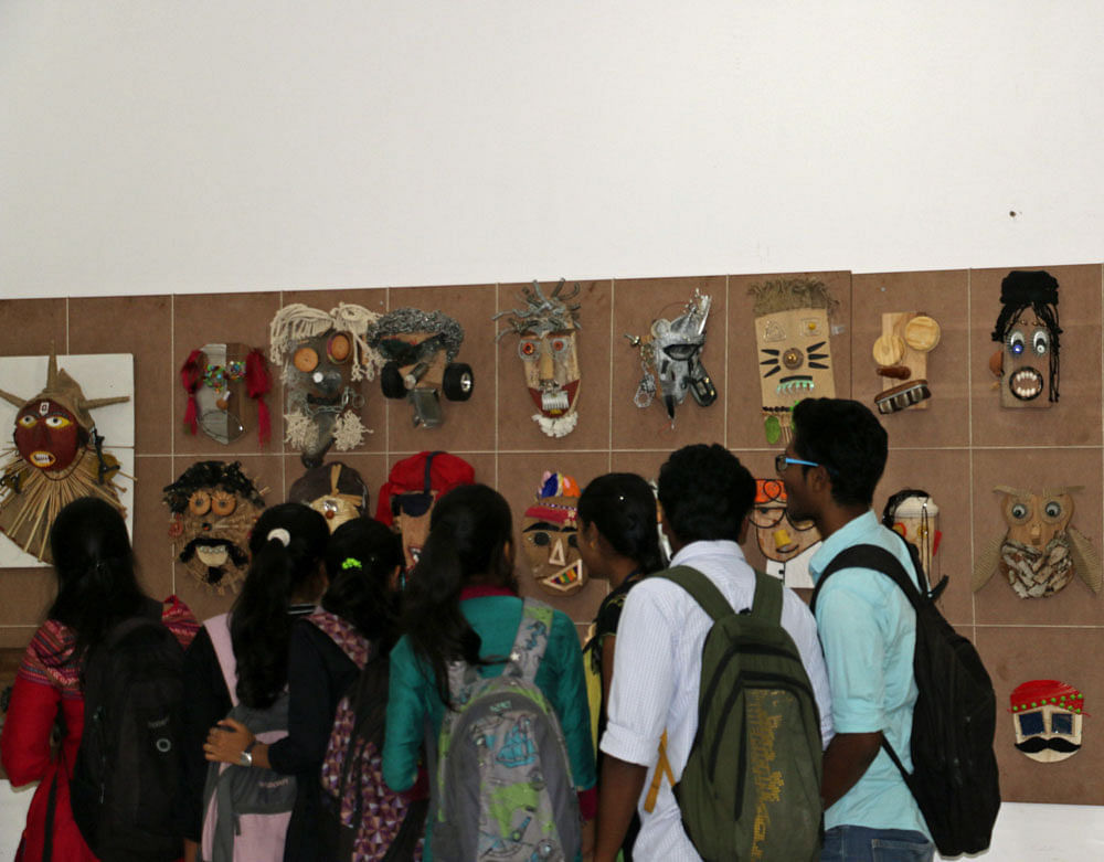 CURIOUS: Students at the exhibition.