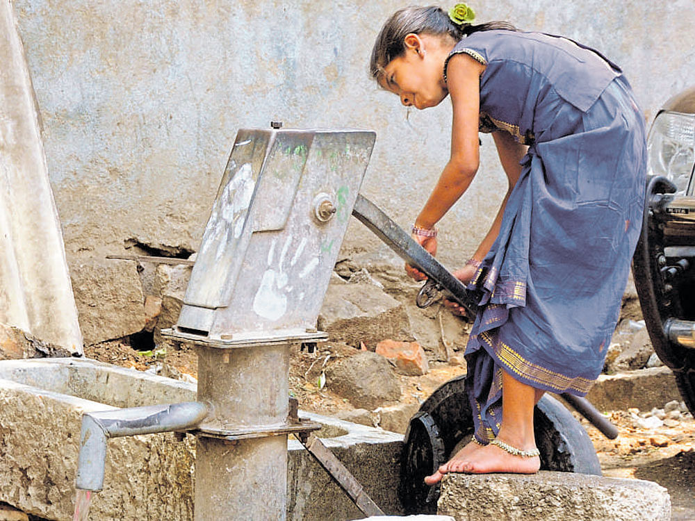 The BWSSB has not taken any steps to stop drawing of water from these borewells, according to the report. DH FILE PHOTO