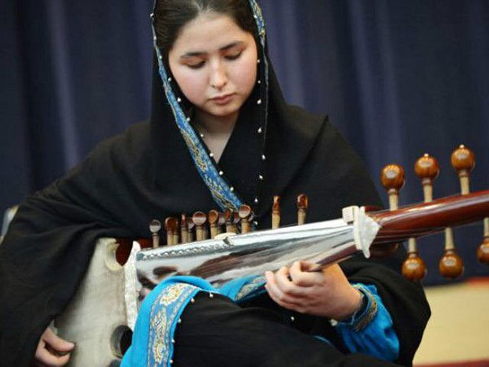 Khwolpak had learned about the music institute at the orphanage in Kabul where she spent most of her life. Image courtesy Twitter
